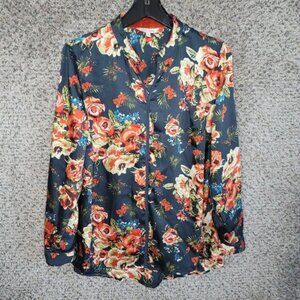 John Mark Top Womens‎ Small Floral Print Tunic V-Neck Long Sleeve Blouse Ladies